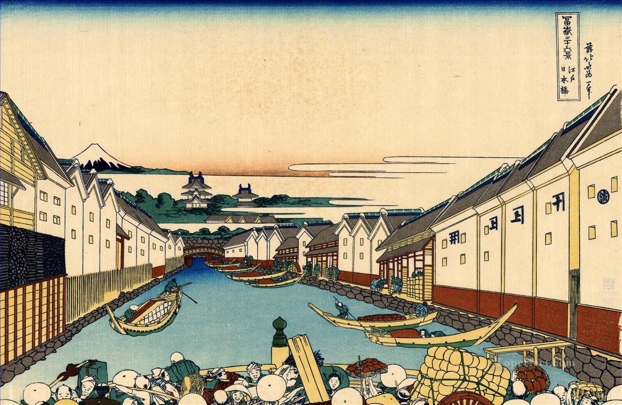 nihonbashi bridge in edo Katsushika Hokusai Ukiyoe Oil Paintings